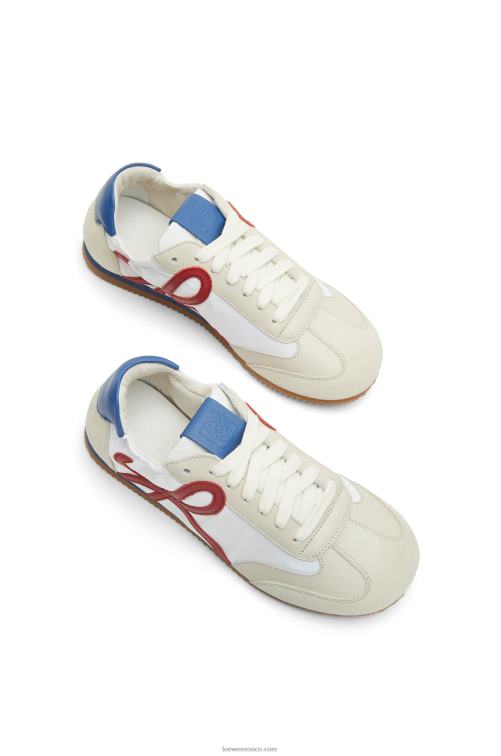 blanco suave/cereza/azul real zapatillas de ballet de nailon y piel de becerro Loewe R8J8Z666 mujer