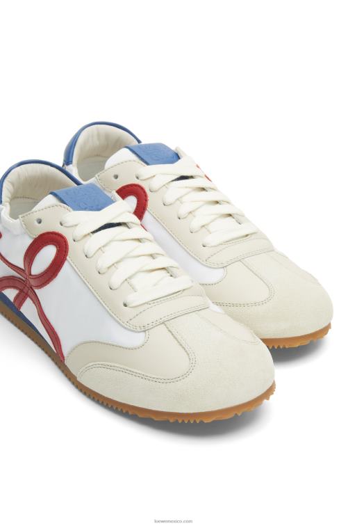 blanco suave/cereza/azul real zapatillas de ballet de nailon y piel de becerro Loewe R8J8Z666 mujer