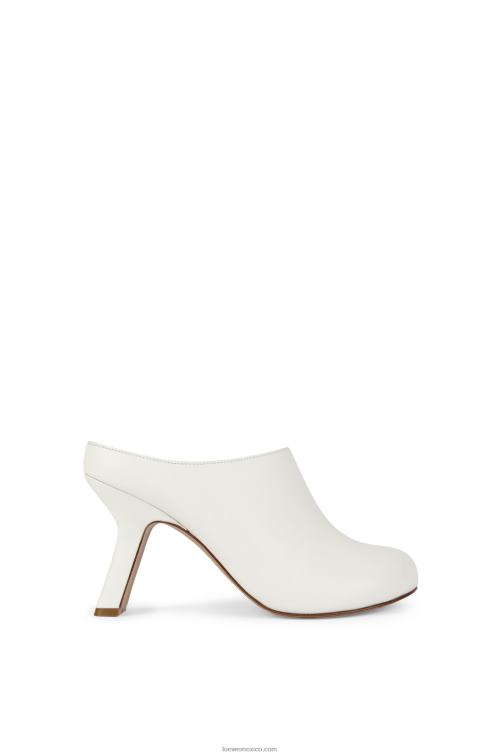 blanco zuecos con tacón terra de piel de becerro Loewe R8J8Z742 mujer