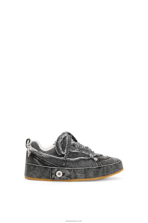 gris lavado zapatilla deconstruida en denim Loewe R8J8Z659 mujer
