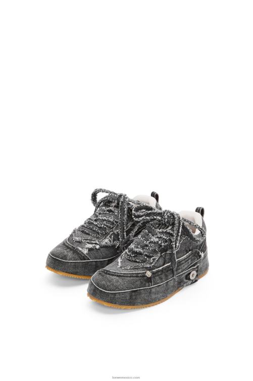 gris lavado zapatilla deconstruida en denim Loewe R8J8Z659 mujer