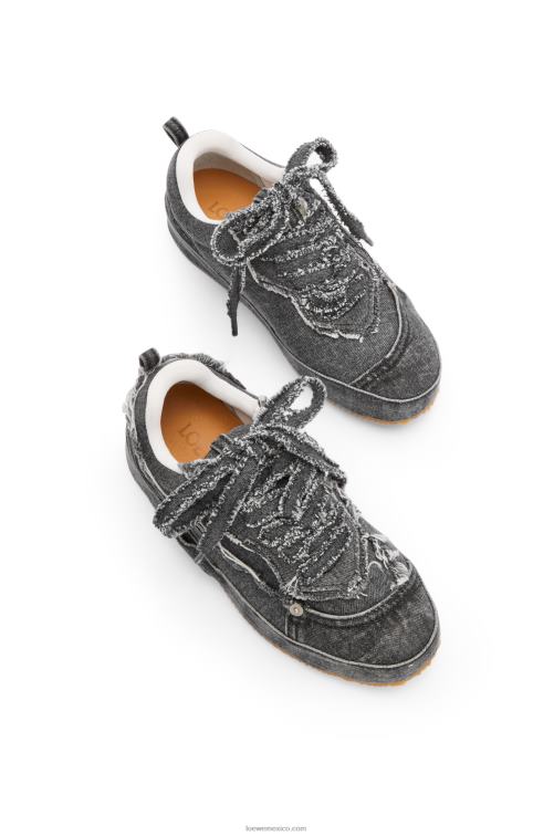 gris lavado zapatilla deconstruida en denim Loewe R8J8Z659 mujer