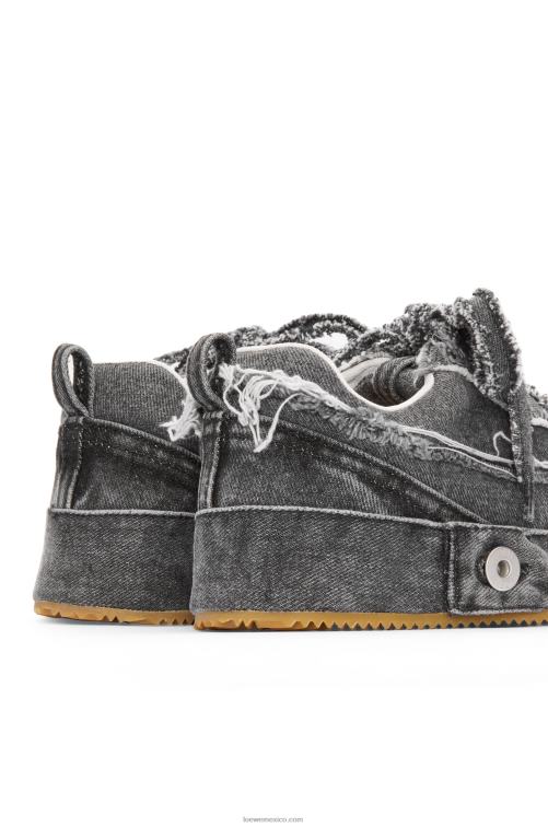 gris lavado zapatilla deconstruida en denim Loewe R8J8Z659 mujer
