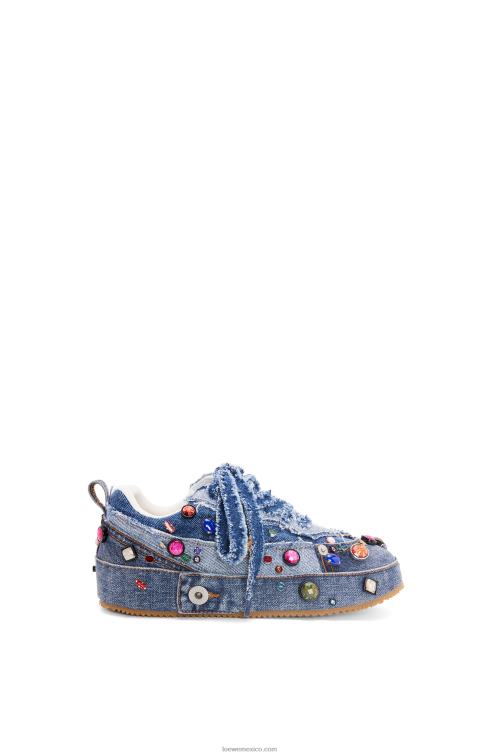 mezclilla lavada tenis deconstruidos adornados en denim Loewe R8J8Z670 mujer