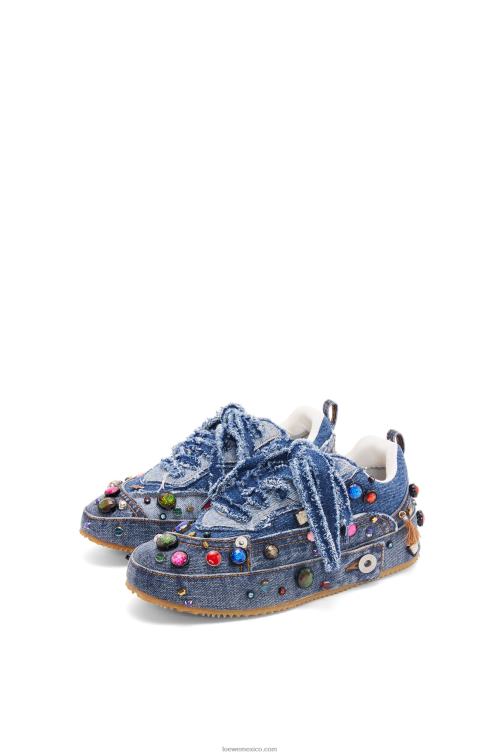 mezclilla lavada tenis deconstruidos adornados en denim Loewe R8J8Z670 mujer