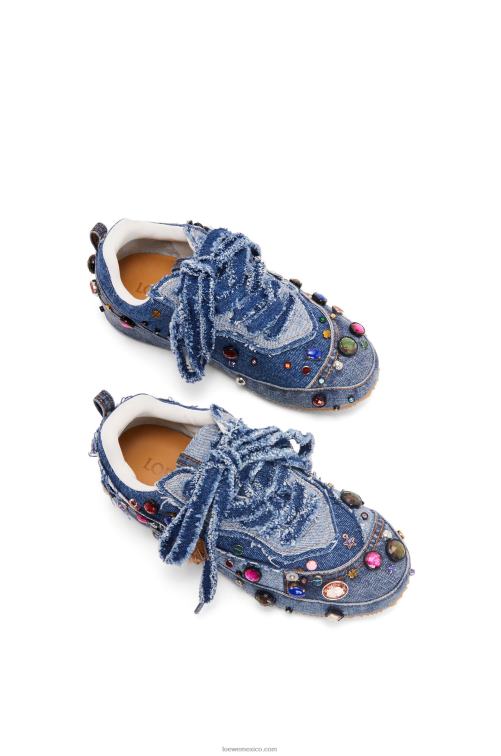 mezclilla lavada tenis deconstruidos adornados en denim Loewe R8J8Z670 mujer