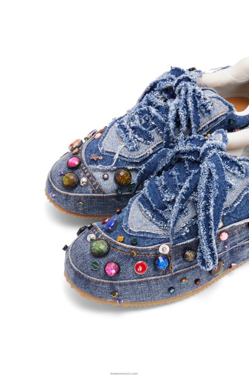 mezclilla lavada tenis deconstruidos adornados en denim Loewe R8J8Z670 mujer
