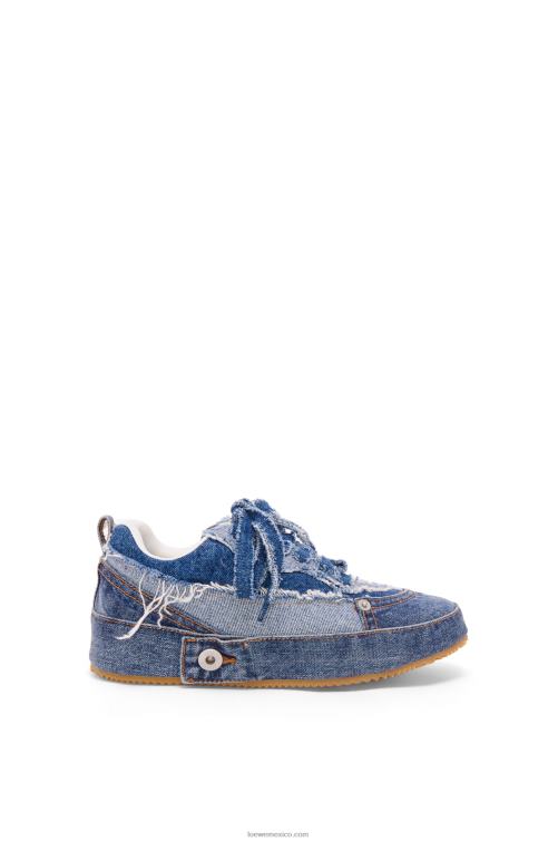 mezclilla lavada zapatilla deconstruida en denim Loewe R8J8Z658 mujer