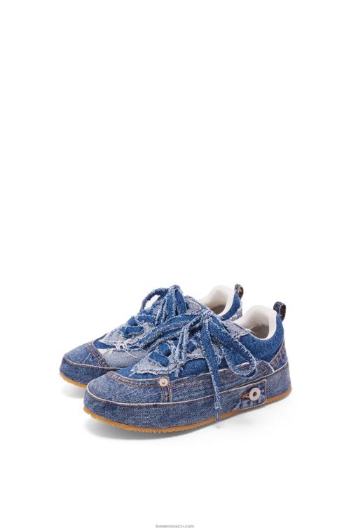 mezclilla lavada zapatilla deconstruida en denim Loewe R8J8Z658 mujer
