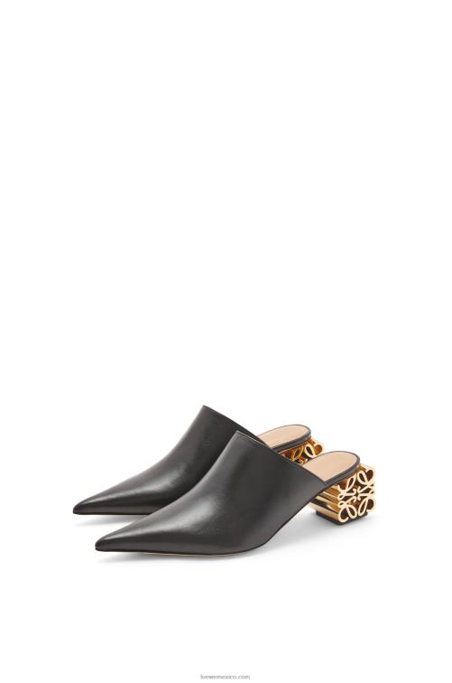 negro Mule con tacón anagrama de piel de becerro Loewe R8J8Z764 mujer