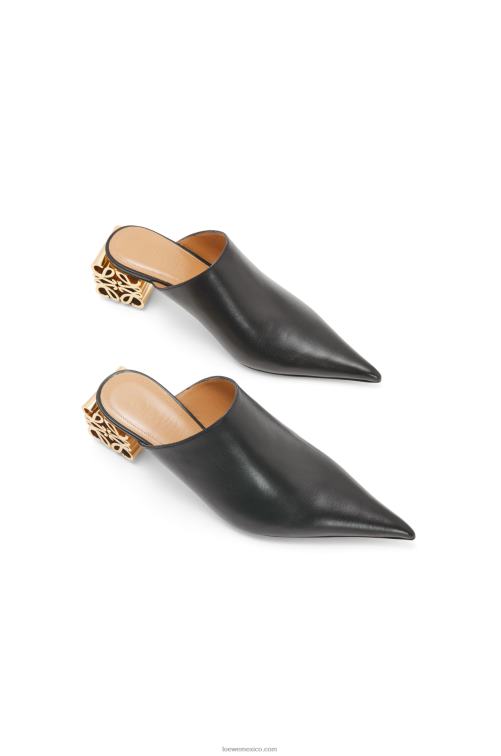 negro Mule con tacón anagrama de piel de becerro Loewe R8J8Z764 mujer