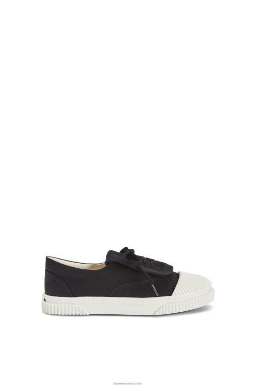 negro Sneaker de lona con solapa y anagrama Loewe R8J8Z663 mujer