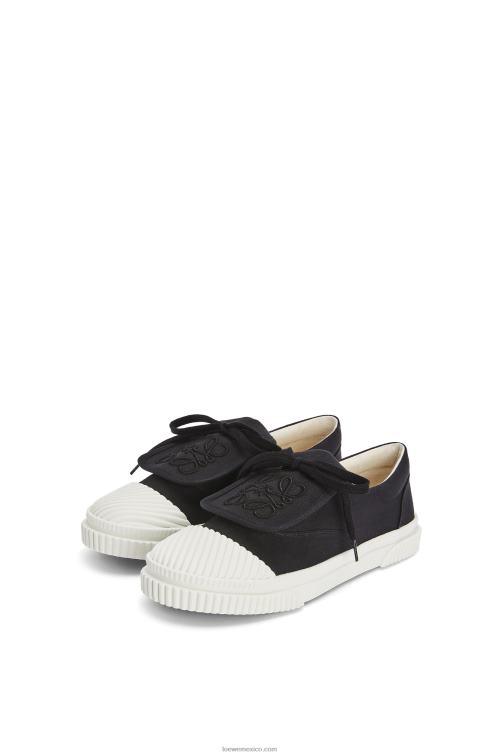 negro Sneaker de lona con solapa y anagrama Loewe R8J8Z663 mujer