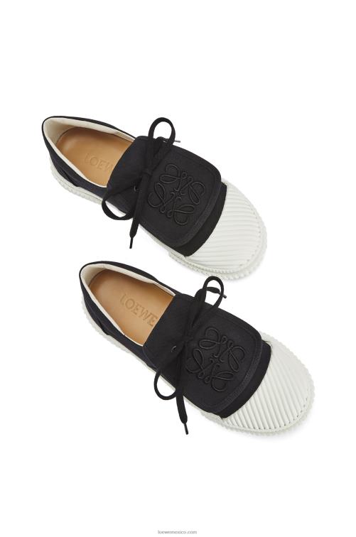 negro Sneaker de lona con solapa y anagrama Loewe R8J8Z663 mujer