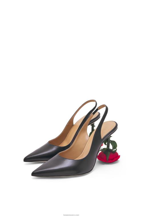 negro tacón rosa destalonado en piel de becerro Loewe R8J8Z756 mujer