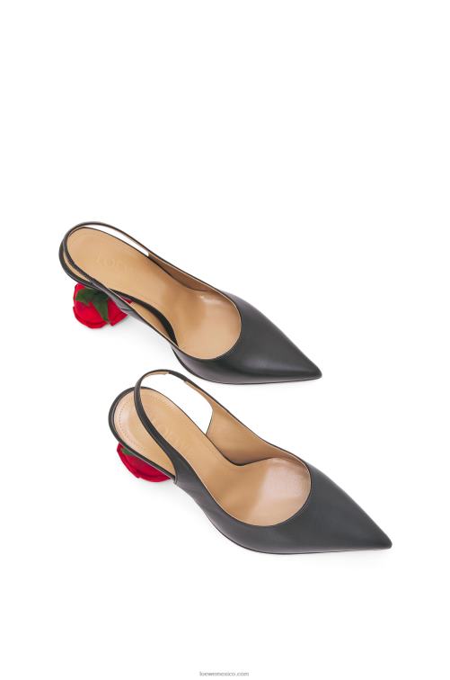 negro tacón rosa destalonado en piel de becerro Loewe R8J8Z756 mujer