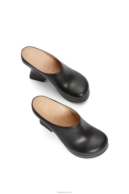 negro zueco cuña terra de piel de becerro Loewe R8J8Z743 mujer
