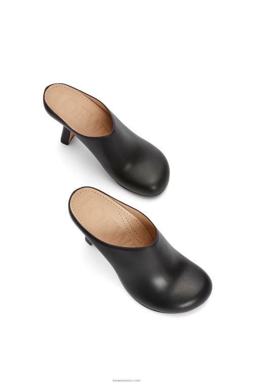 negro zuecos con tacón terra de piel de becerro Loewe R8J8Z740 mujer