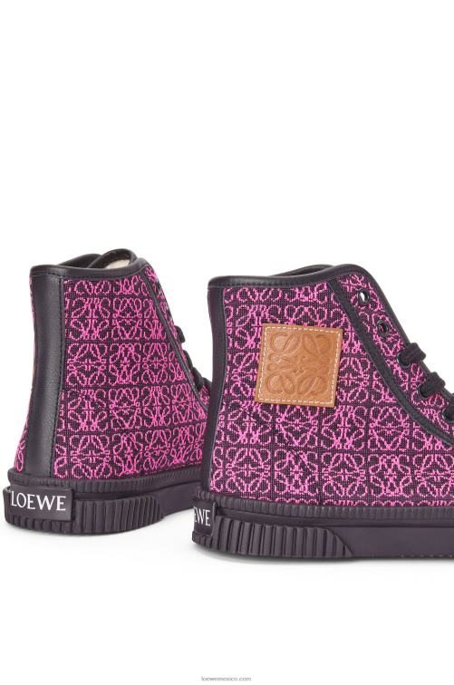 rosa neón/azul marino intenso tenis altos en jacquard anagrama Loewe R8J8Z665 mujer