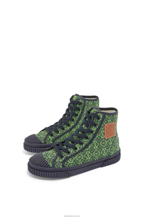 verde manzana/azul marino intenso tenis altos en jacquard anagrama Loewe R8J8Z664 mujer