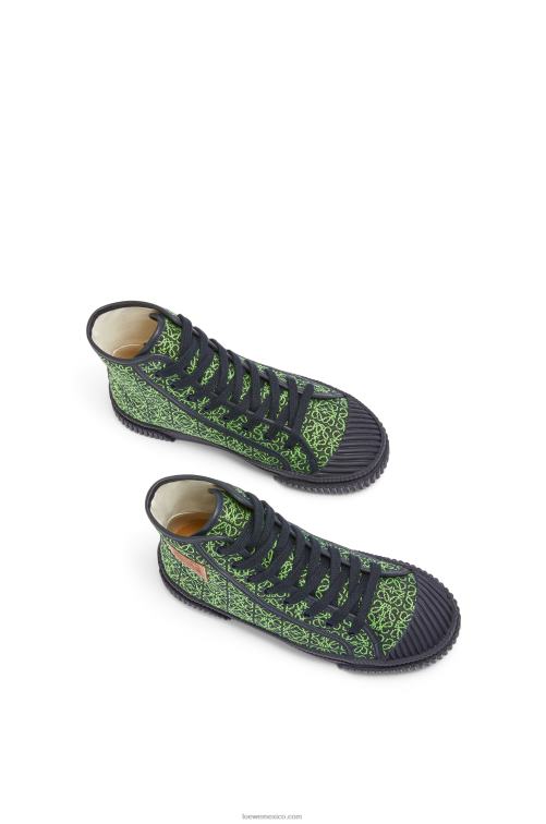 verde manzana/azul marino intenso tenis altos en jacquard anagrama Loewe R8J8Z664 mujer